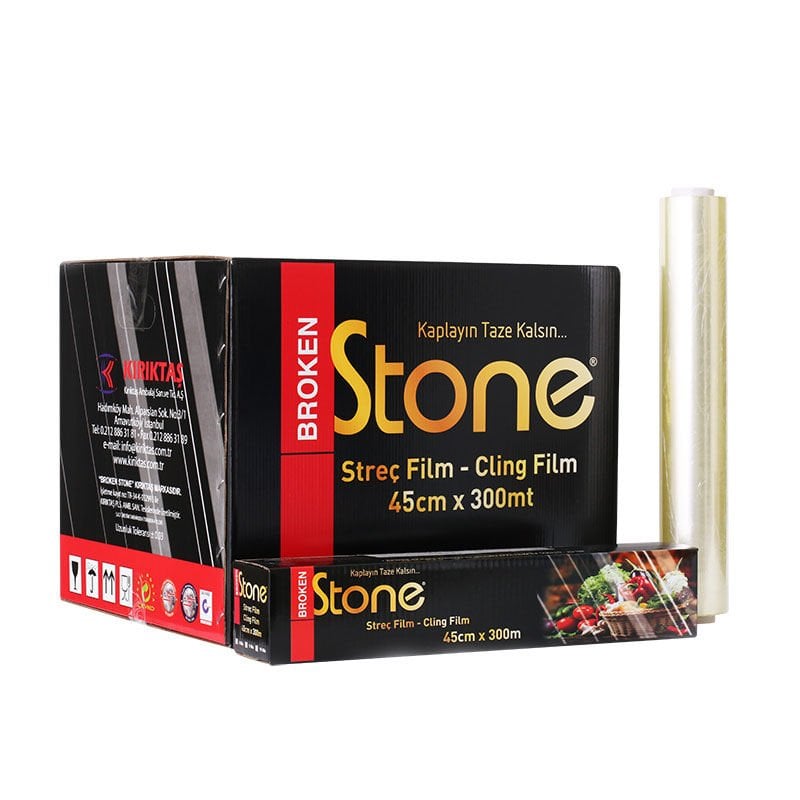 PVC Streç Film 45 cm x 300 m 8 Mic | Gıda Uyumlu Kutulu Ambalaj 16 Adet