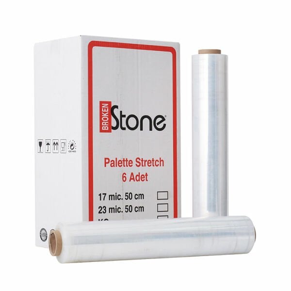 Palet Streç Film 23 Mic 2000 Gr | 50 cm Sanayi Tipi – 6 Adet