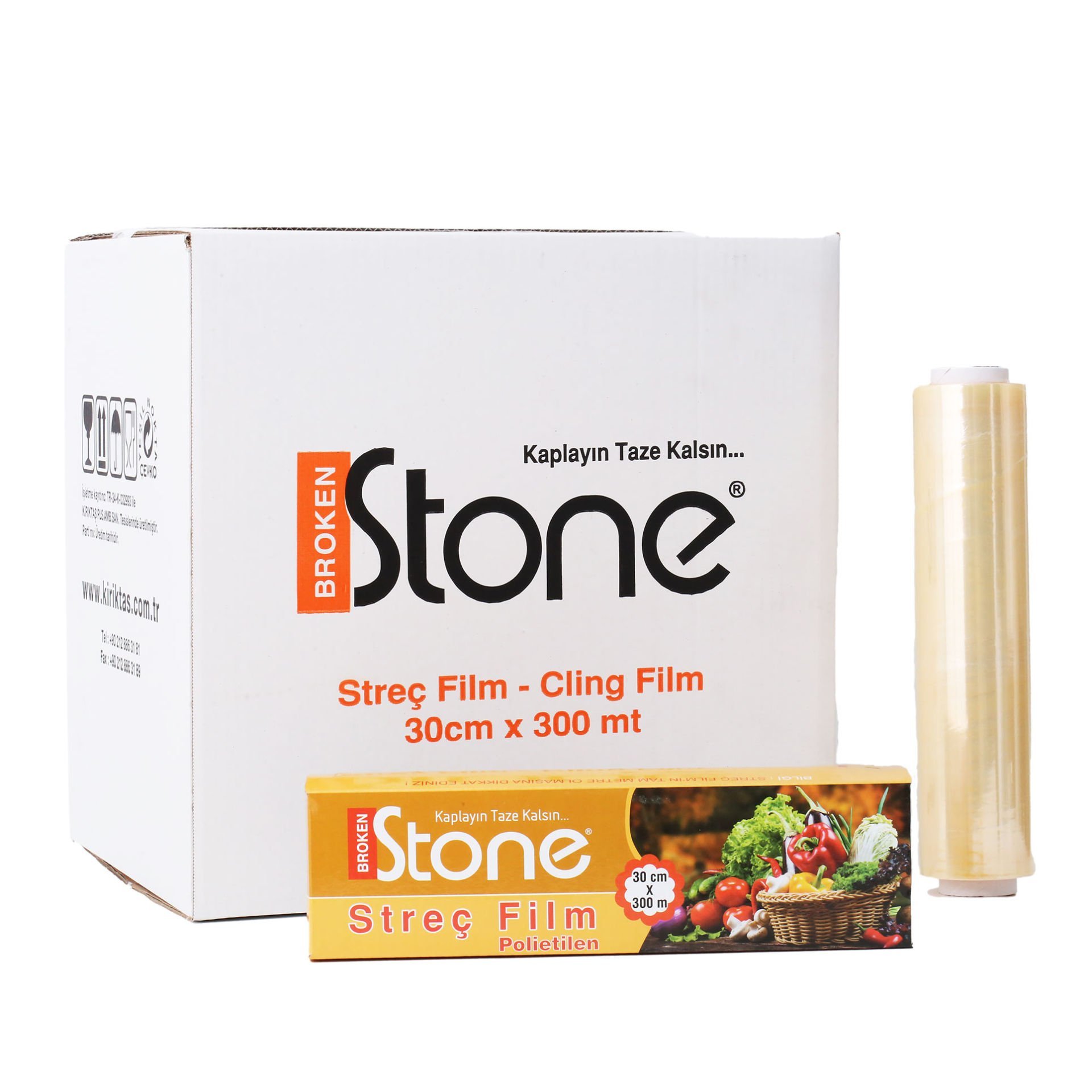 PVC Gıda Streç Film 30 cm x 300 m | 8 Mic Kutulu Streç Film – 16’lı Koli