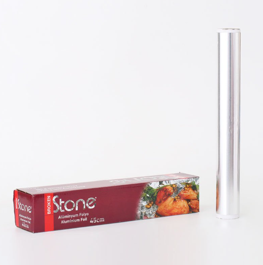 Alüminyum Folyo 45 cm x 800 gr | 14 Mic Kutulu Gıda Uyumlu – 1 Adet