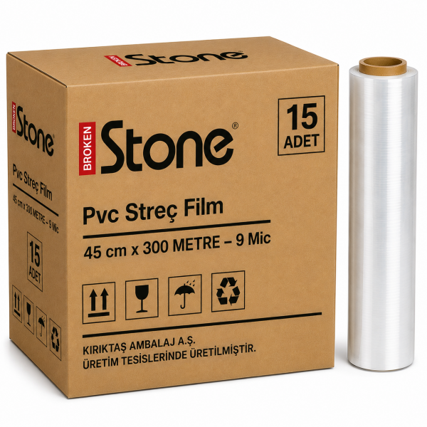 P.E. Streç Film 45 cm x 300 m | 9 Mic Gıda Uyumlu – 20 Adet
