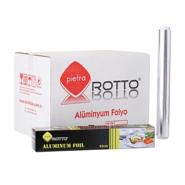 Alüminyum Folyo 45 cm x 50 m | Dayanıklı Gıda Uyumlu Folyo (16 Adet)